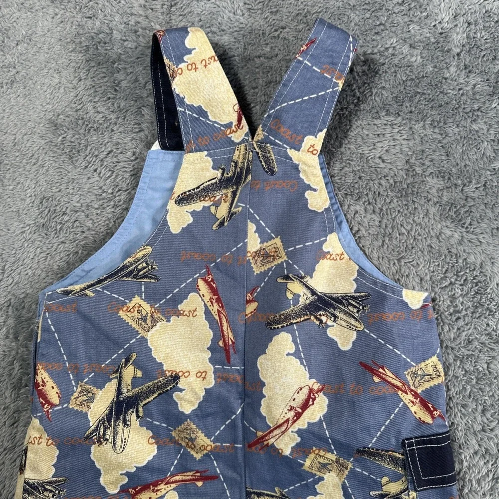 Vintage Toddler Airplane Coast To Coast Blue SZ 4T Bibs AOP Flights Travel Kids